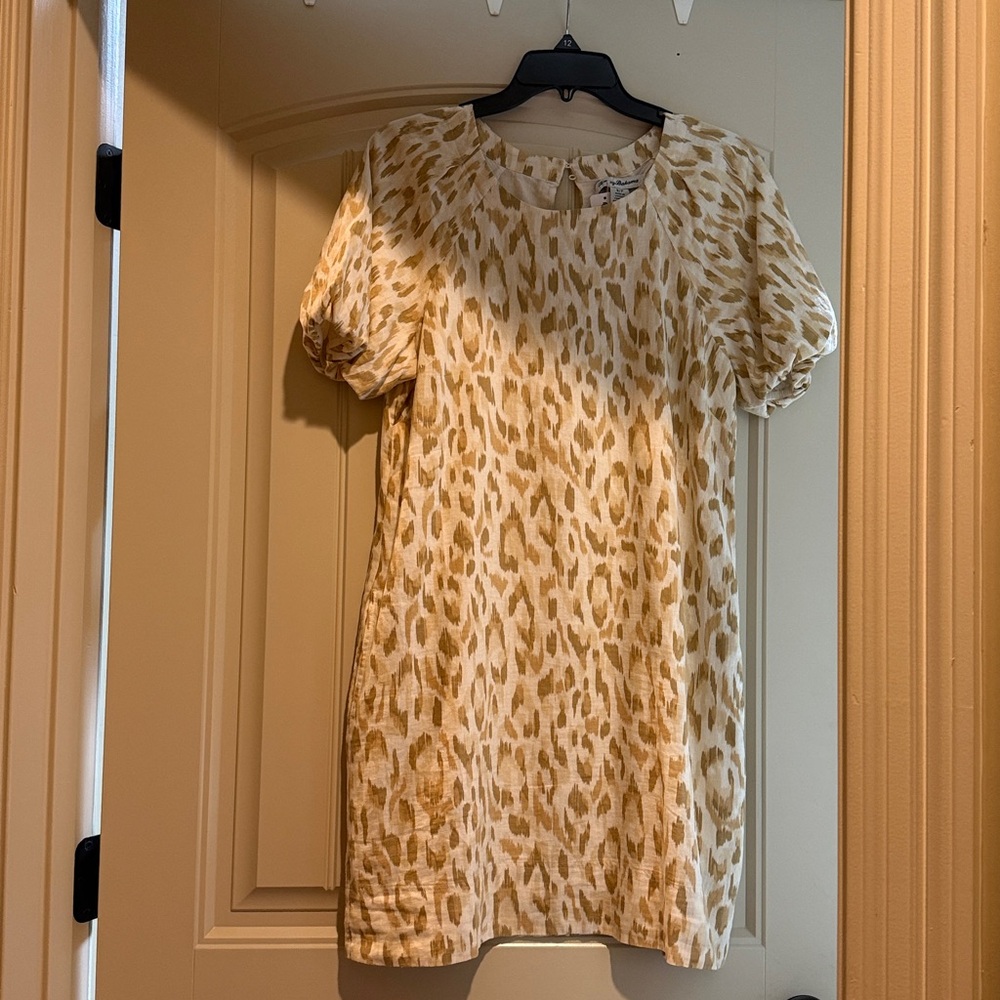 Tommy Bahama Cream and Tan Cheetah Print Shift Dress